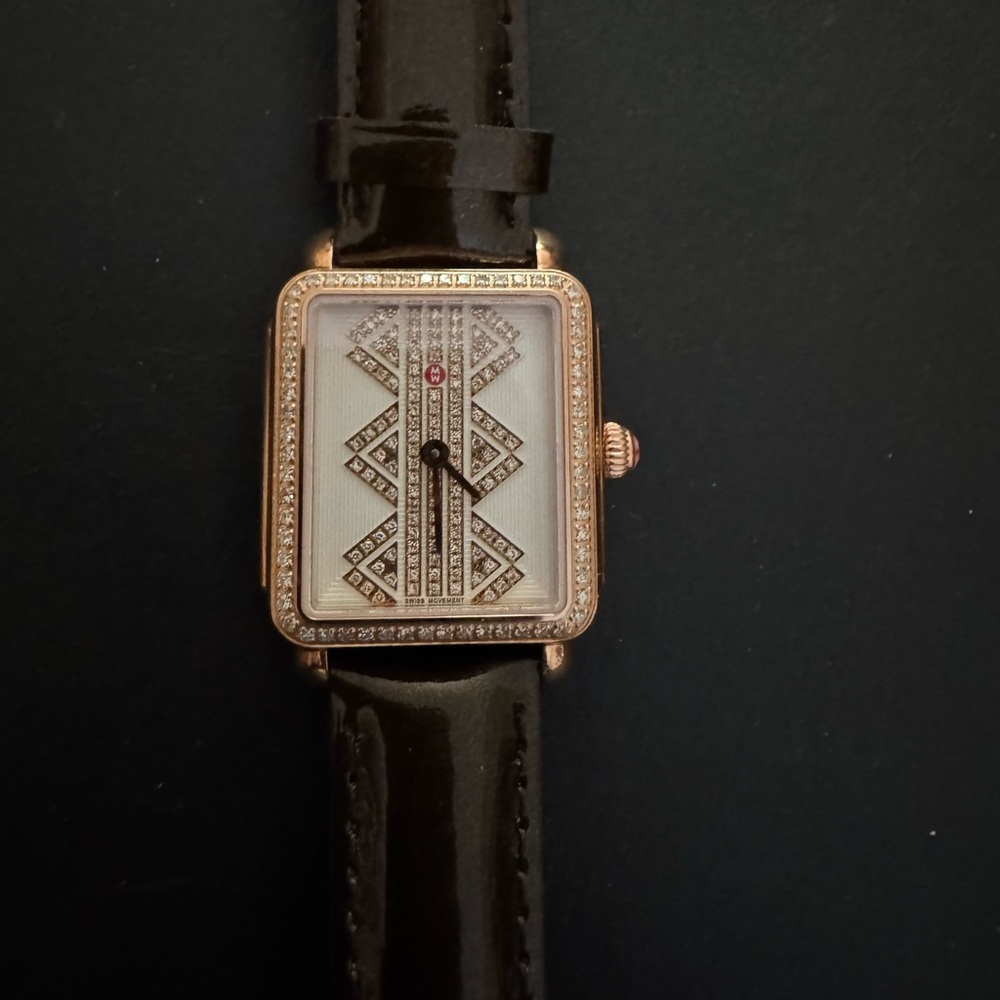 NIB Michele Rose Gold Diamond Deco II Watch - Picture 3 of 13